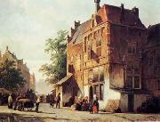 unknow artist, European city landscape, street landsacpe, construction, frontstore, building and architecture. 313